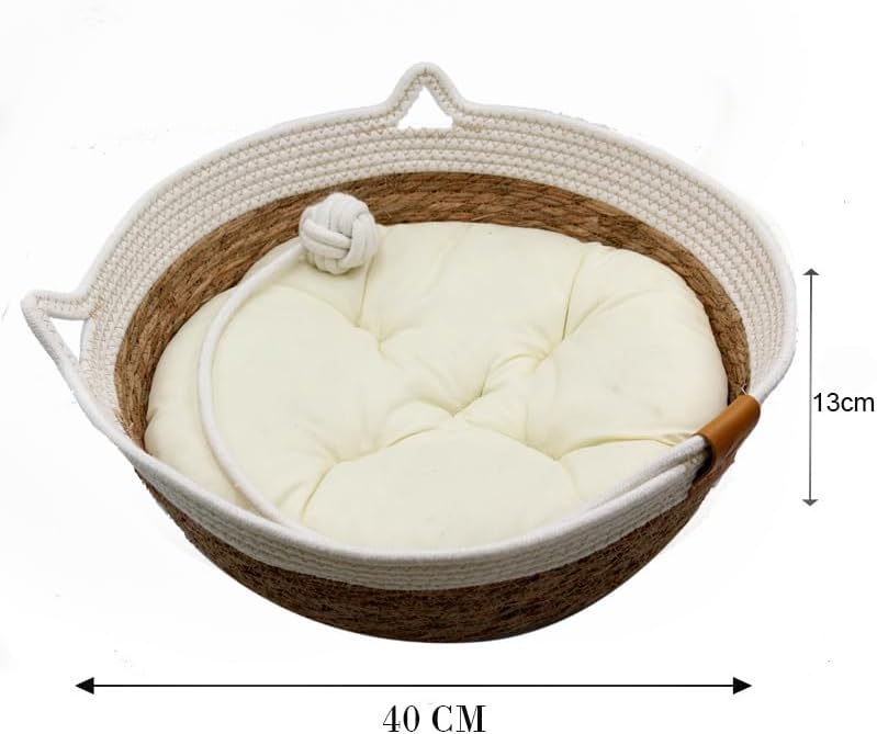 Panier Chat Coussin 100 % coton, 40 x 40 x 13 cm