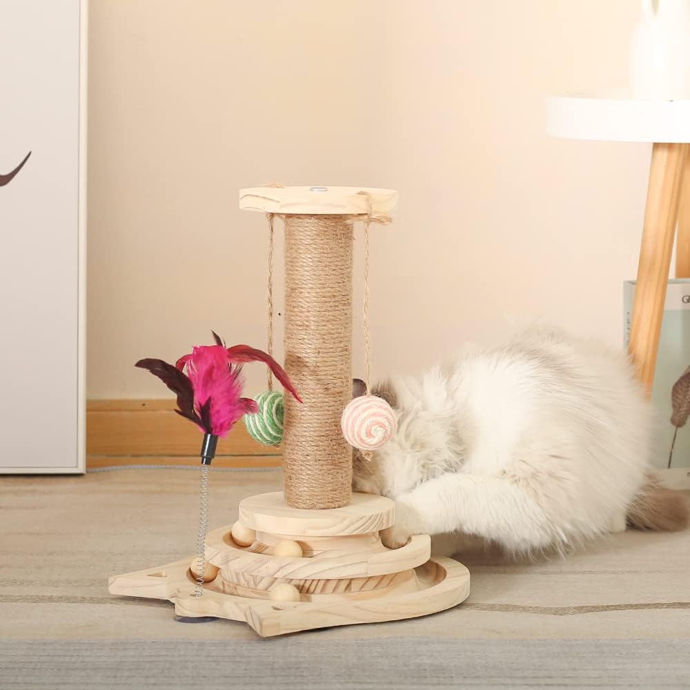Arbre à Chat en Bois, Jouet interactif