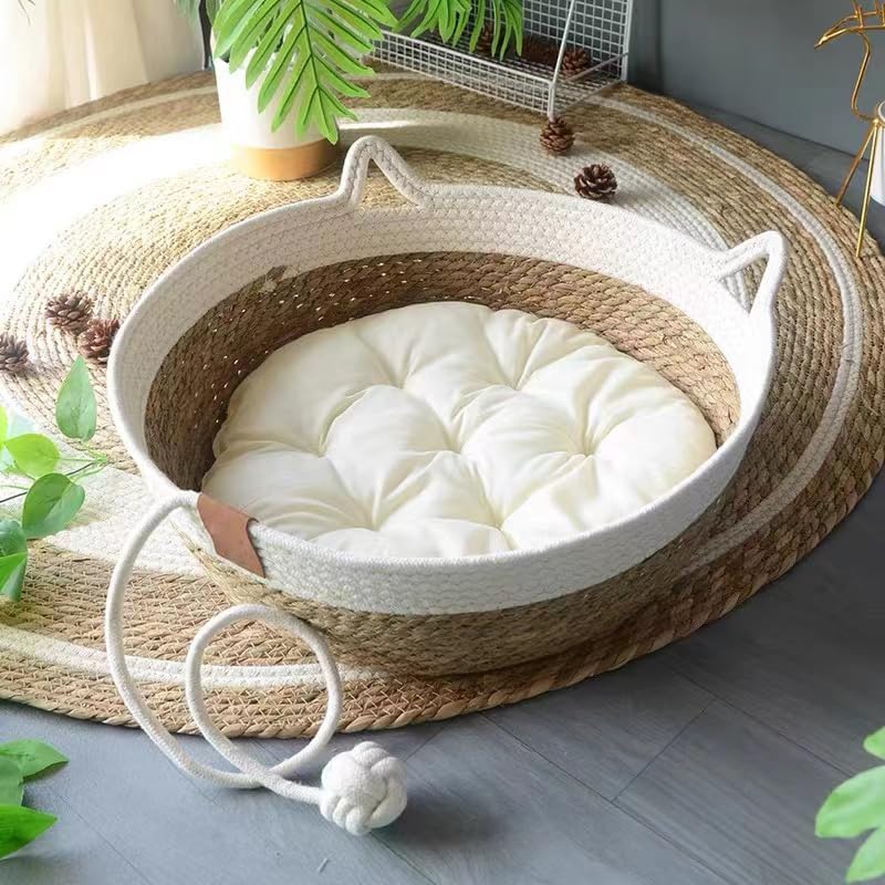 Panier Chat Coussin 100 % coton, 40 x 40 x 13 cm