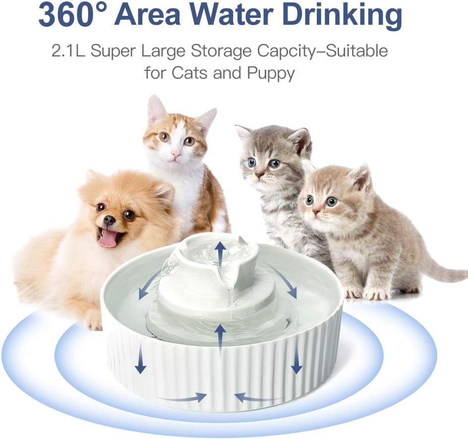 Fontaine à Eau Chat Céramique 2.1L