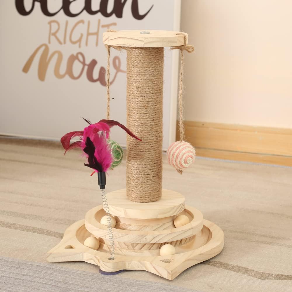 Arbre à Chat en Bois, Jouet interactif