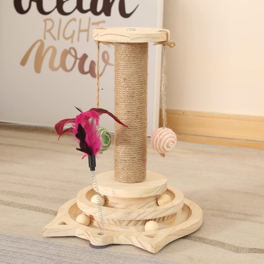Arbre à Chat en Bois, Jouet interactif