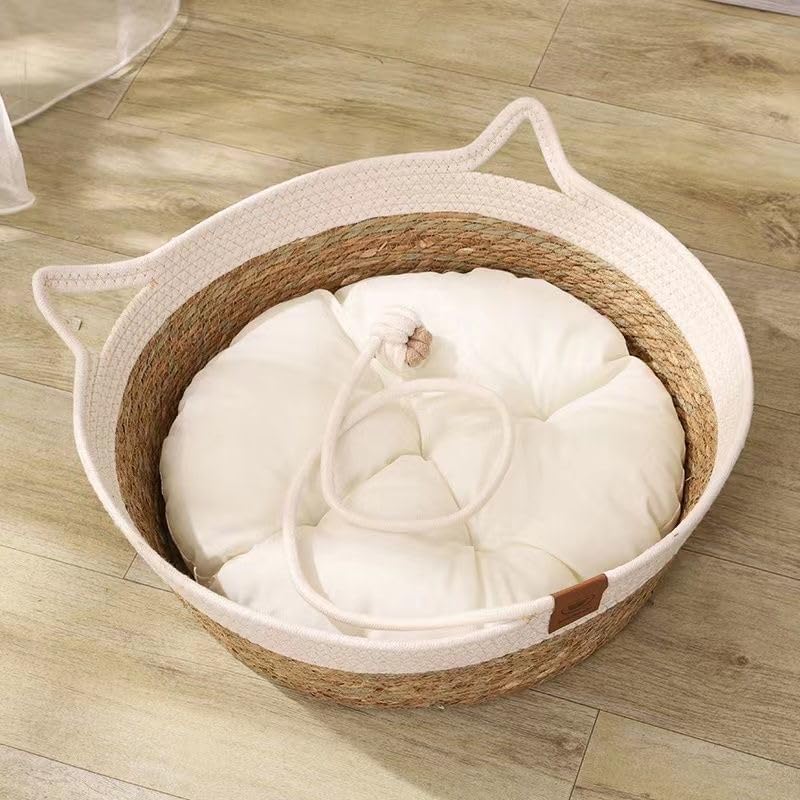 Panier Chat Coussin 100 % coton, 40 x 40 x 13 cm