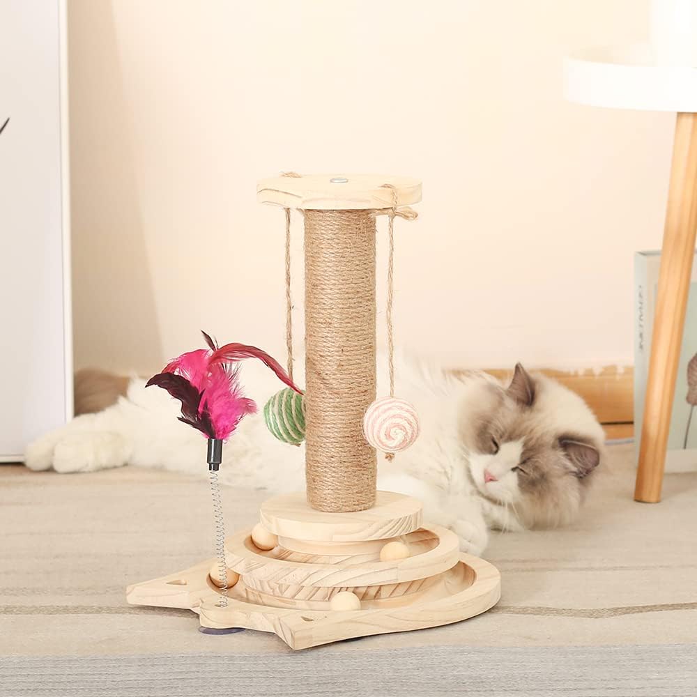 Arbre à Chat en Bois, Jouet interactif