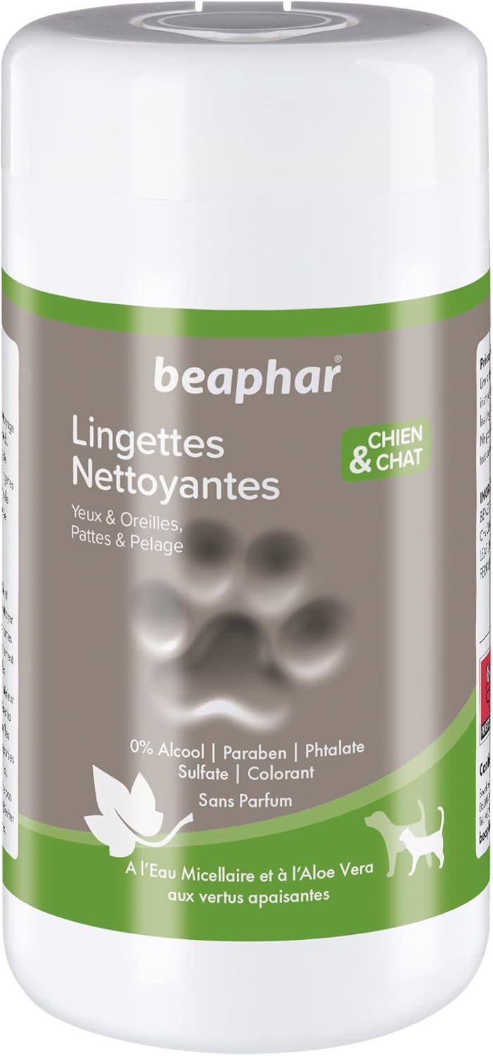 Lingettes pour Chat Yeux, Oreilles, Pattes et Pelage 100 lingettes