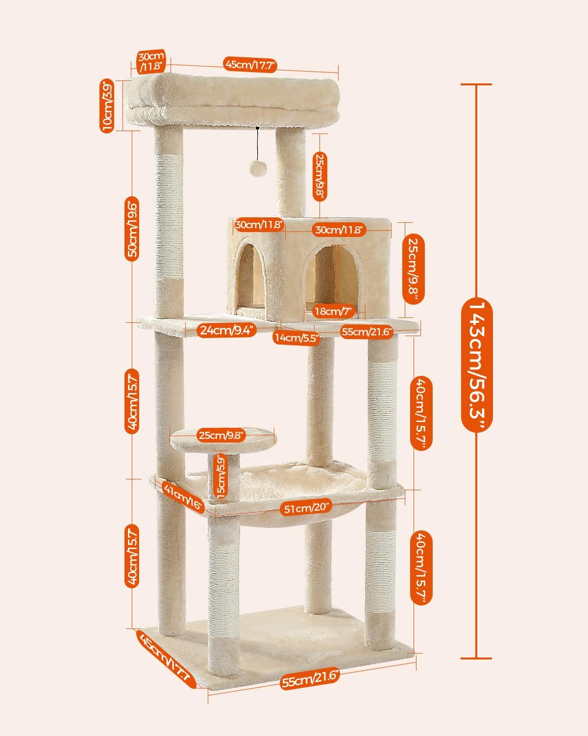 Arbre à Chat Hauteur 143 cm