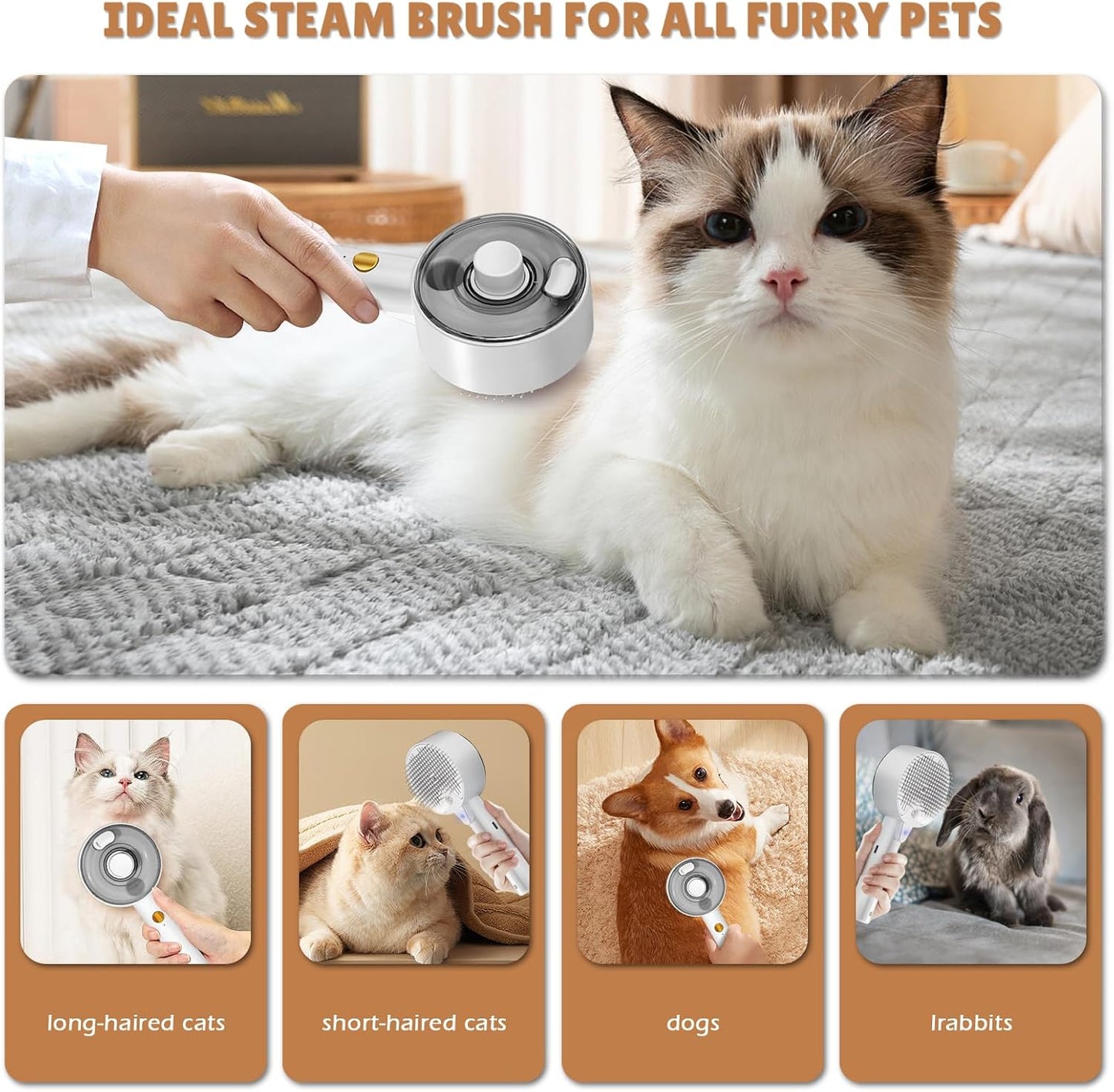 Brosse Chat Vapeur 4 en 1