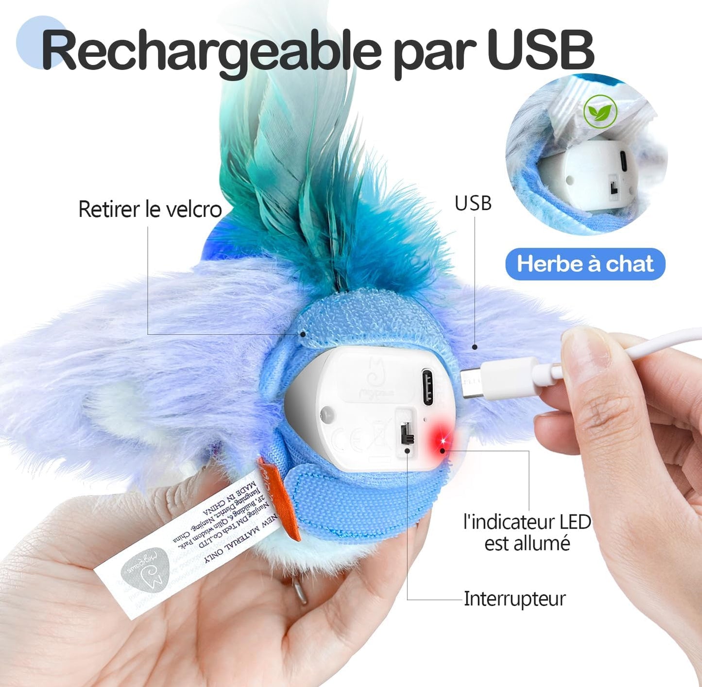 Jouet pour Chat Oiseau avec Herbe à Chat