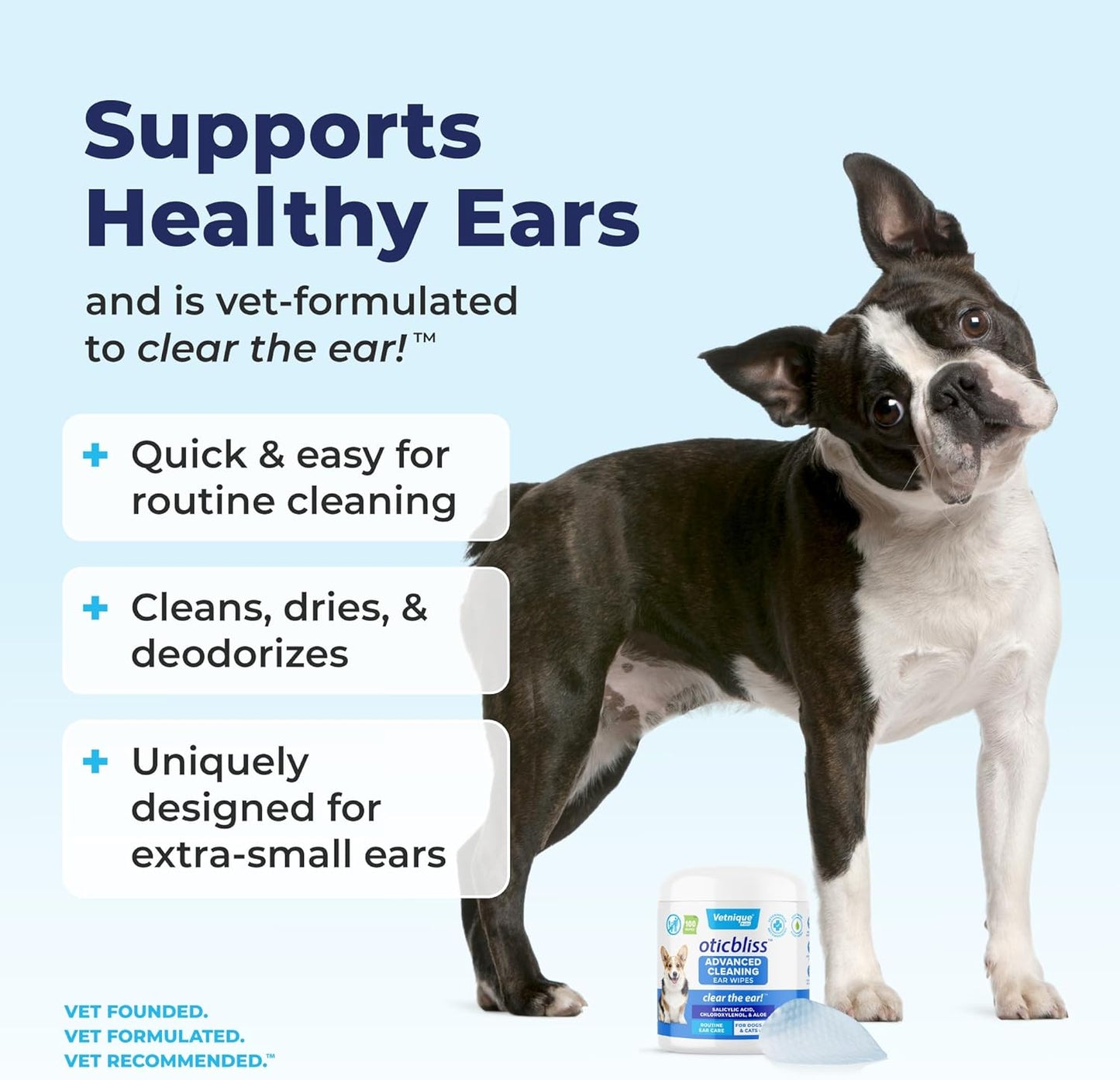 Lingettes pour Chat aloe Vera apaisant et de la Vitamine E, Oreille Propre x100