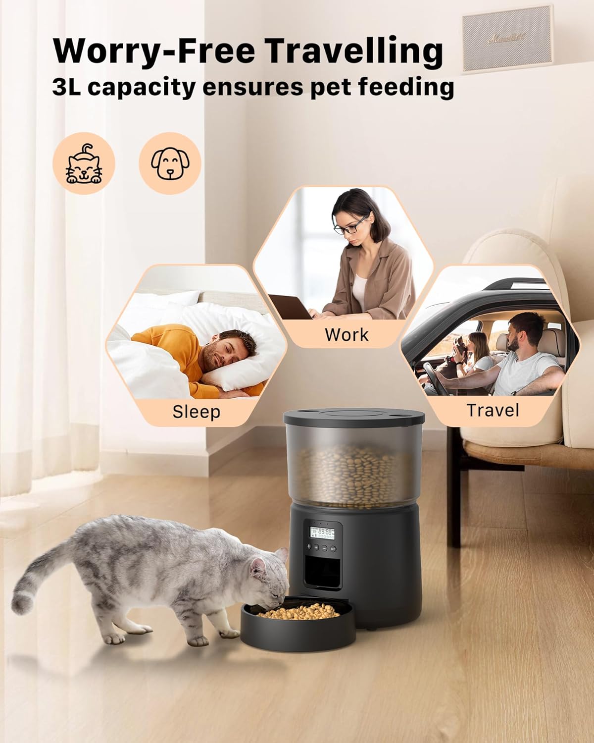 Distributeur Croquettes Chat 3L connecté