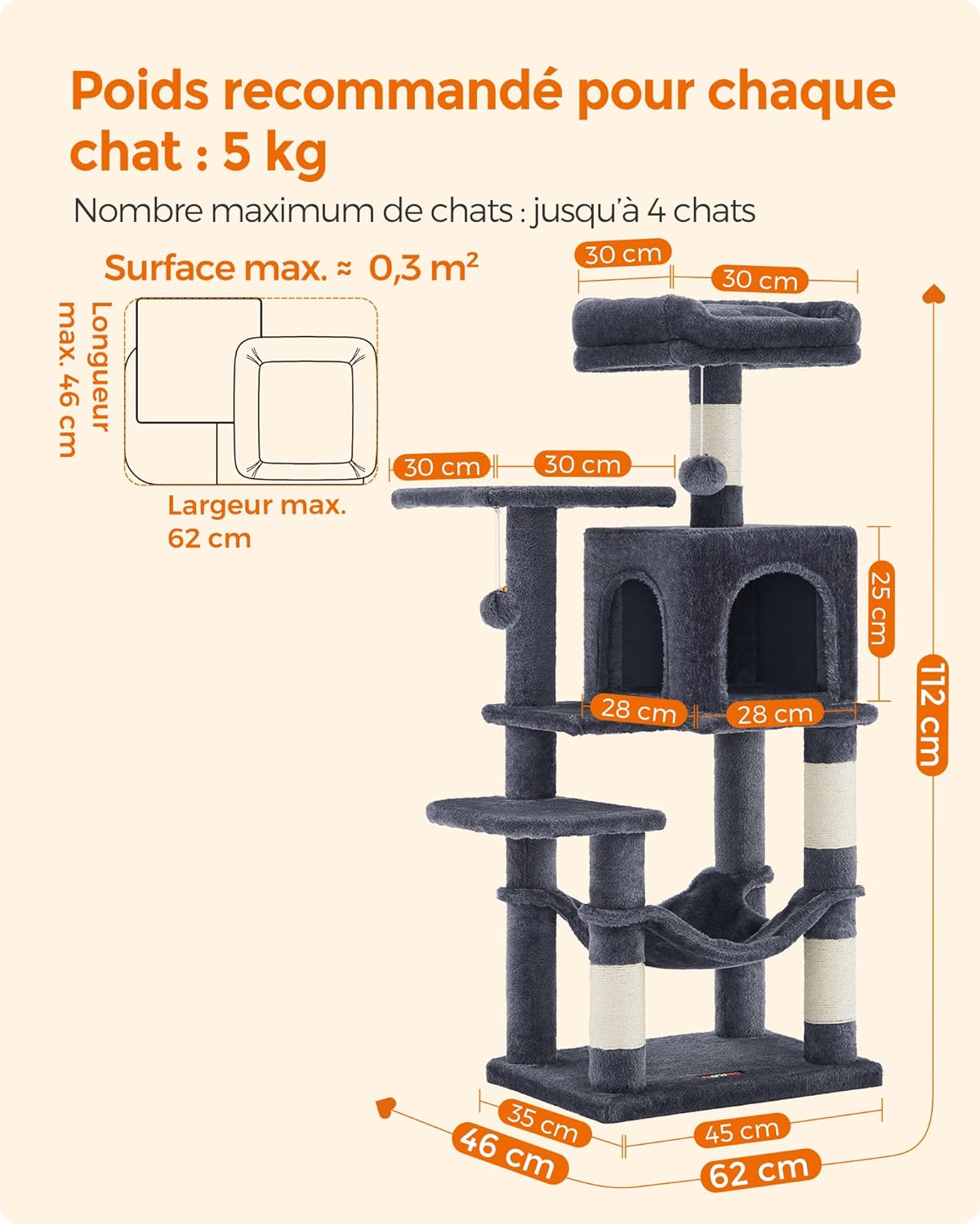 Arbre à Chat Hauteur 112 cm