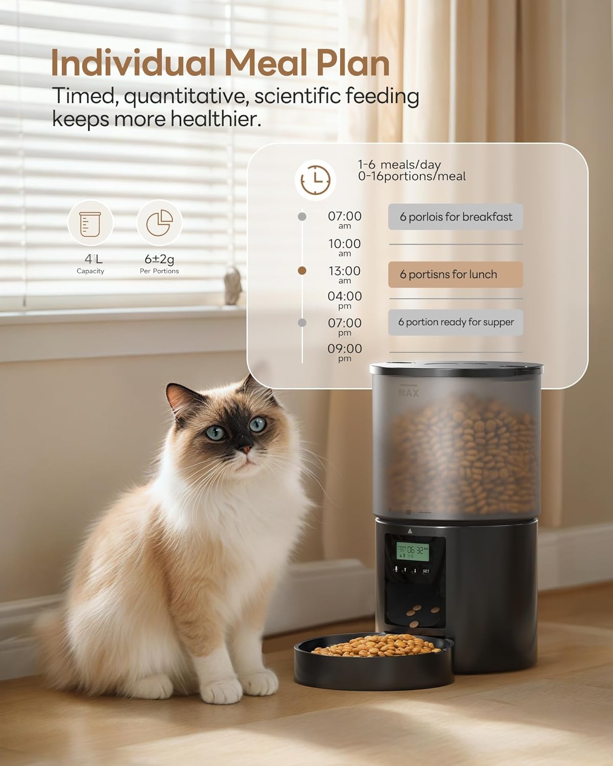 Distributeur Croquettes Chat 4L