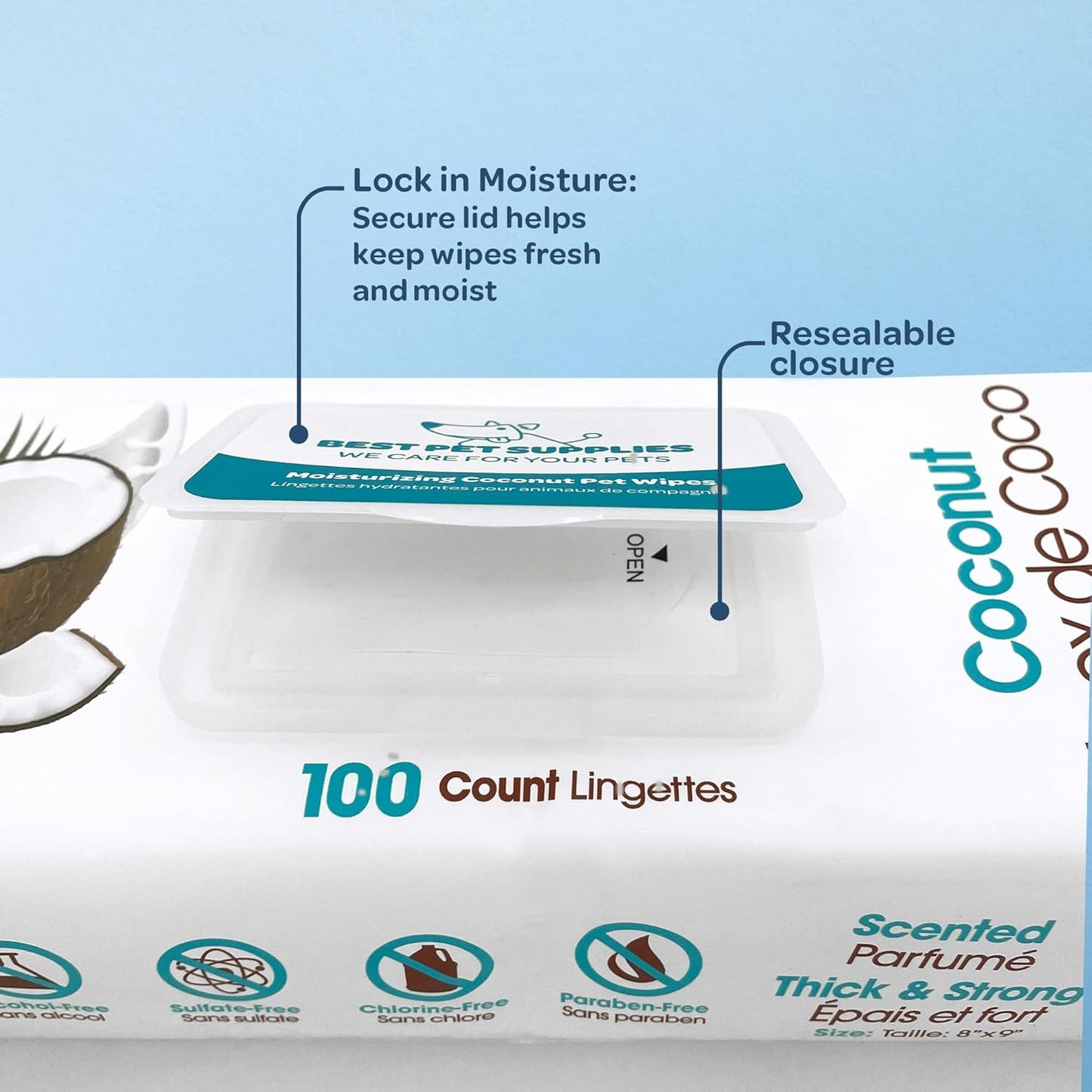 Lingettes pour Chat Hydratant Noix de coco
