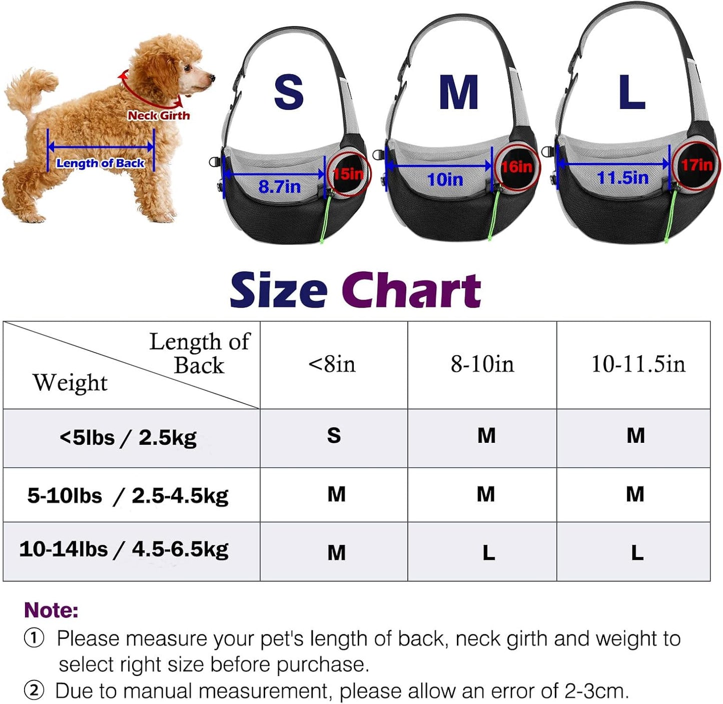 Sac Bandoulière Chat S/2.5kg M/4.5kg L/6.5kg