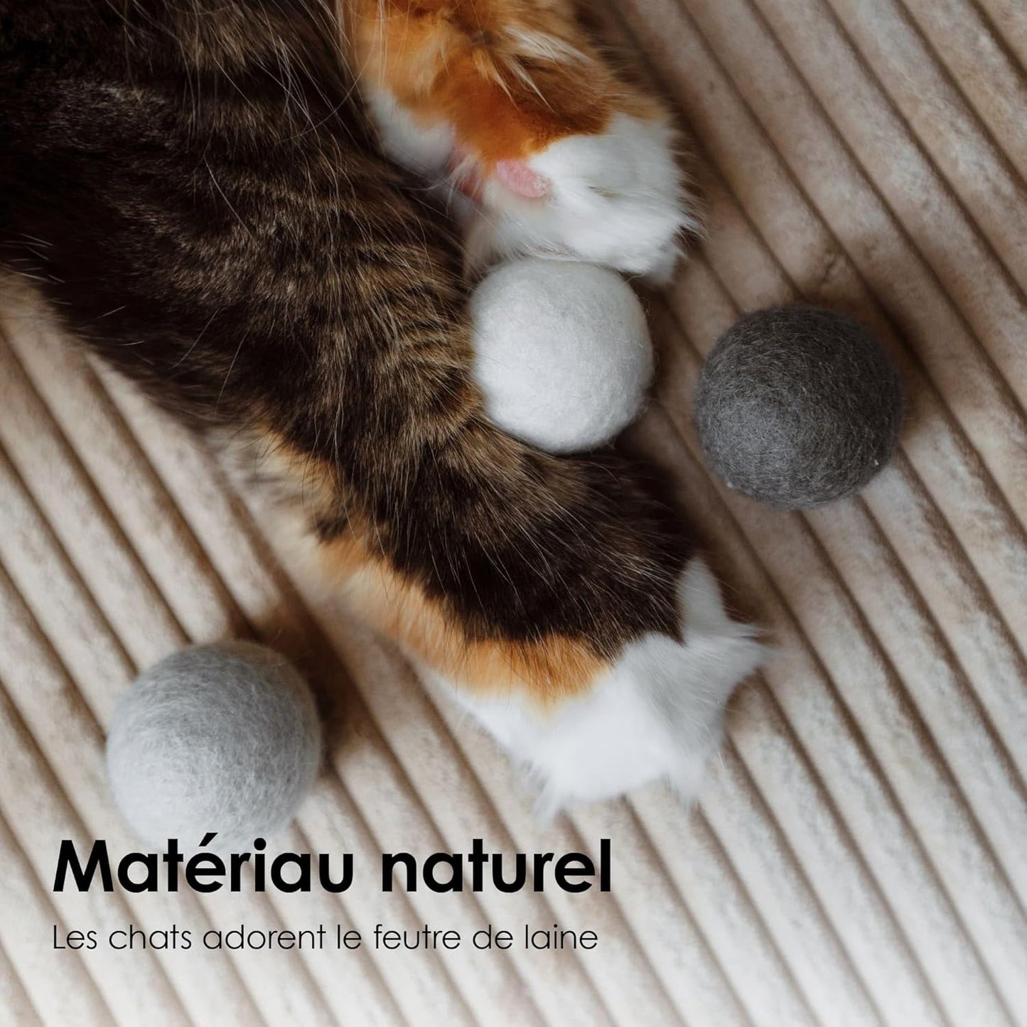 Jouet pour Chat Balles en Feutre | Lot de 6 | 100% Pure Laine
