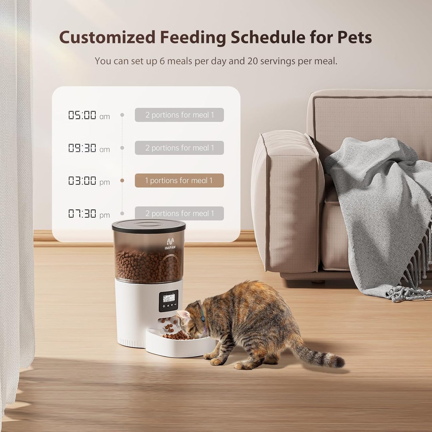 Distributeur Croquettes Chat A 1-6 Repas par Jour