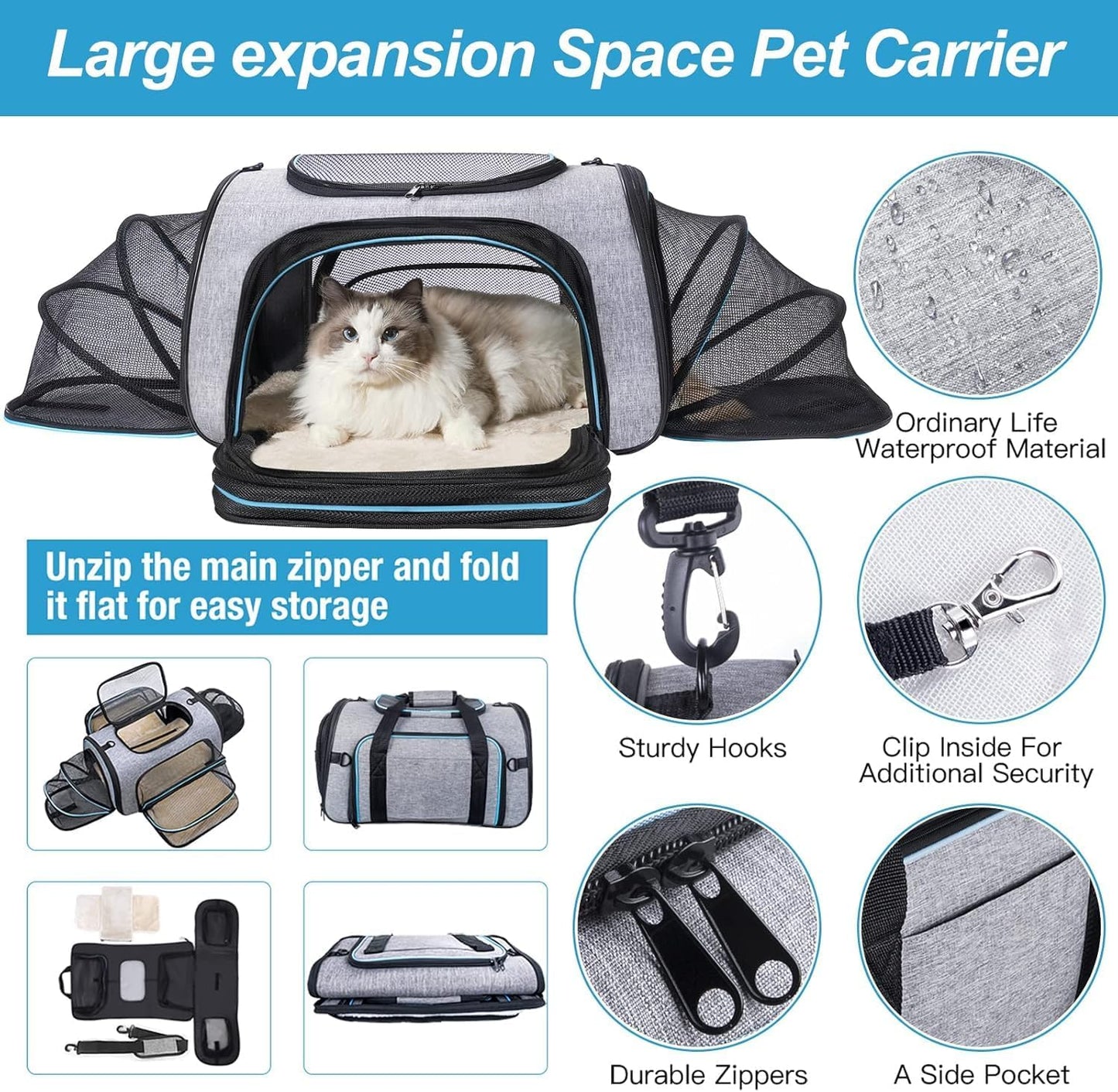 Sac Transport Chat 90x 73 x 28cm 6.5kg