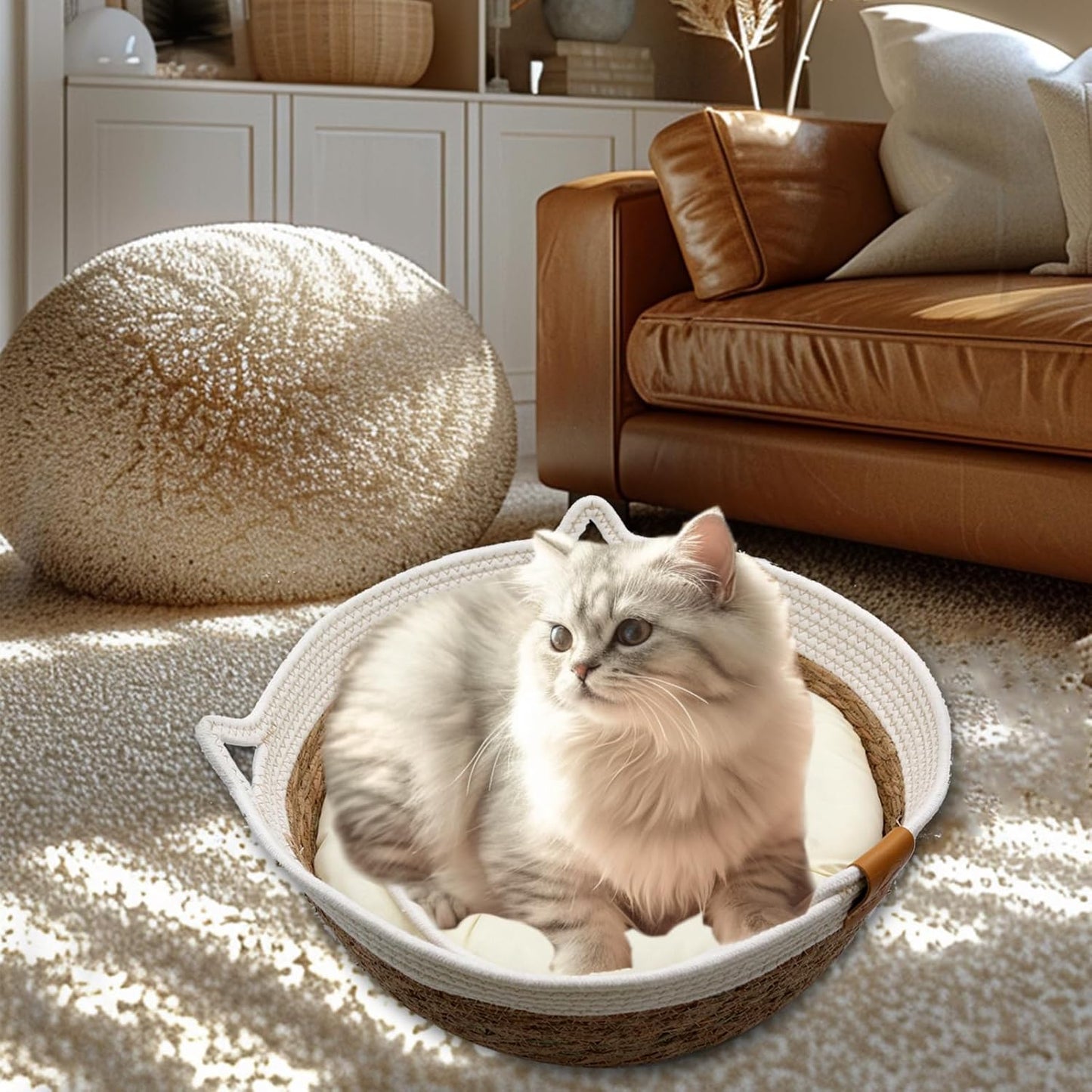 Panier Chat Coussin 100 % coton, 40 x 40 x 13 cm