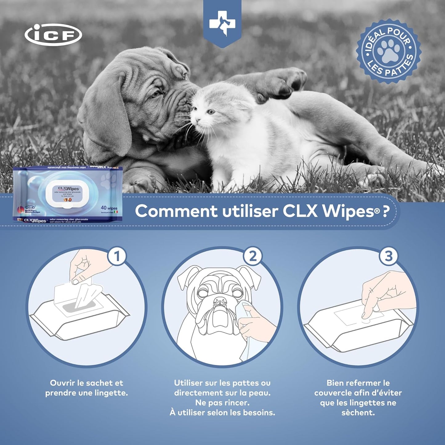 Lingettes pour Chat Assainissantes et Hydratantes x40