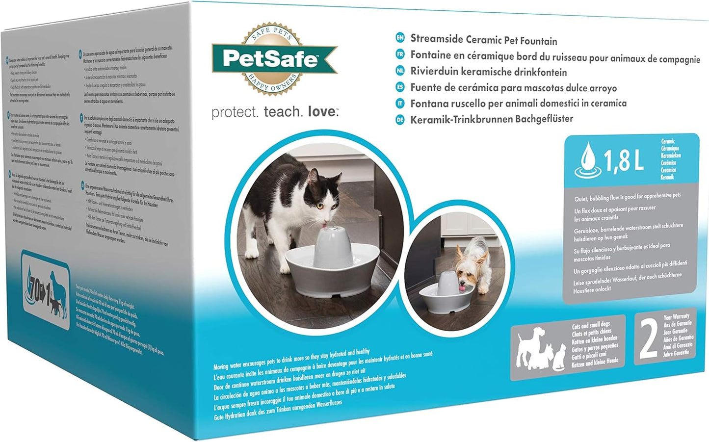 Fontaine à Eau Chat Céramique 1,8L