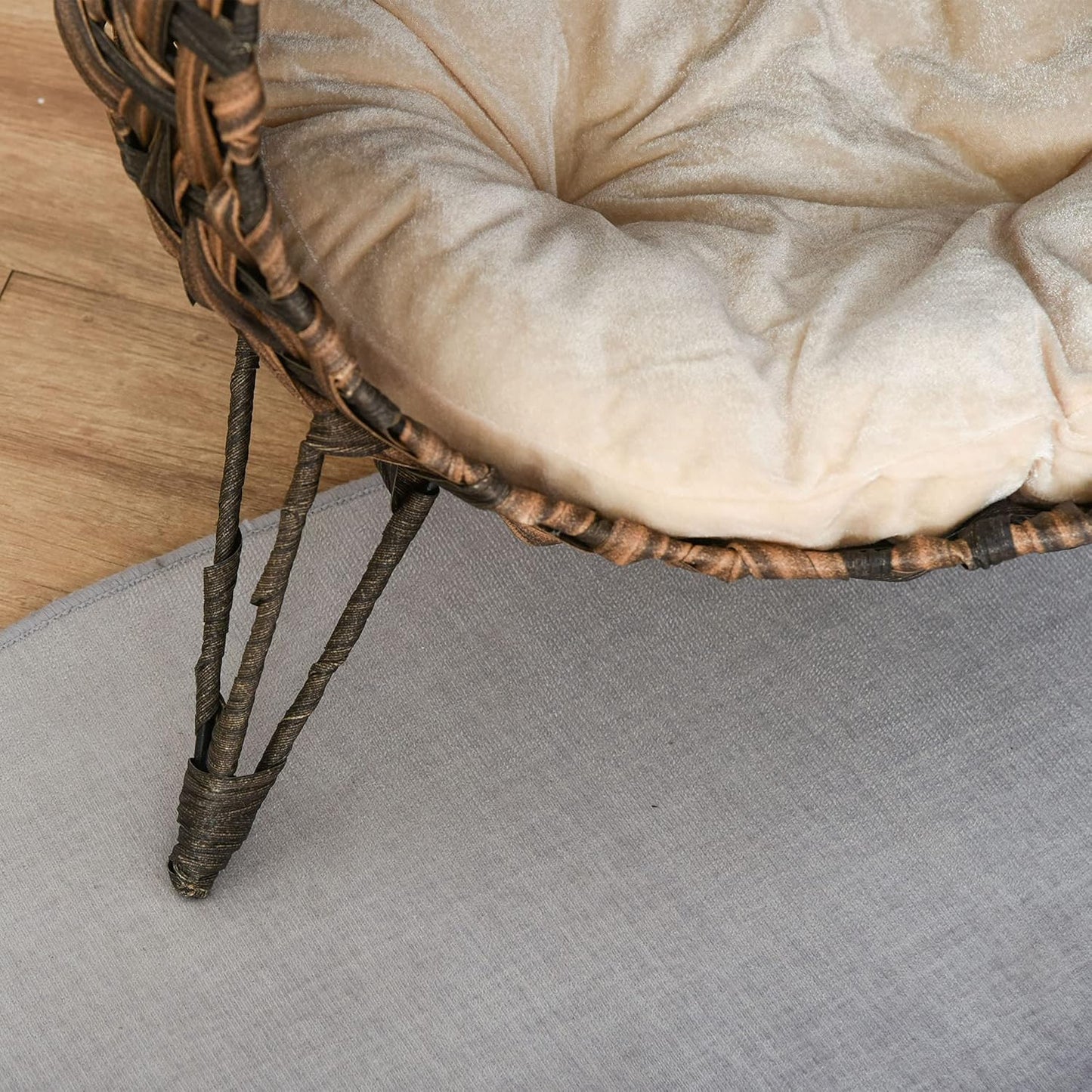Panier Chat Coussin Ø 52 x 58H cm Coussin Moelleux Beige Inclus