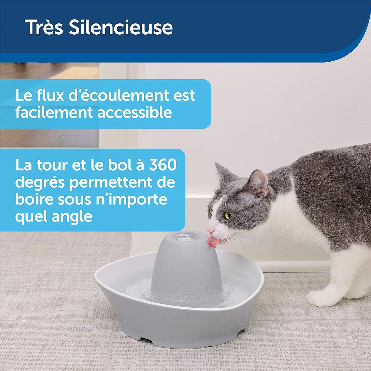Fontaine à Eau Chat Céramique 1,8L