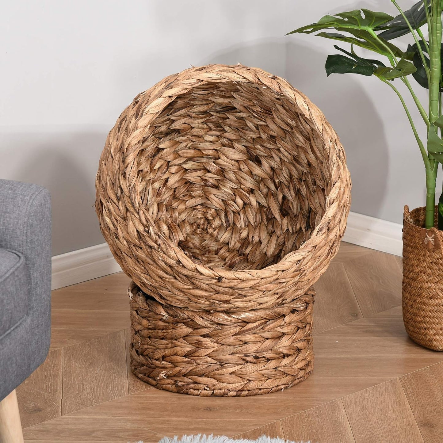 Panier Chat Coussin 42L x 33l x 52H cm Coussin Moelleux Beige Inclus