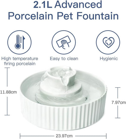 Fontaine à Eau Chat Céramique 2.1L