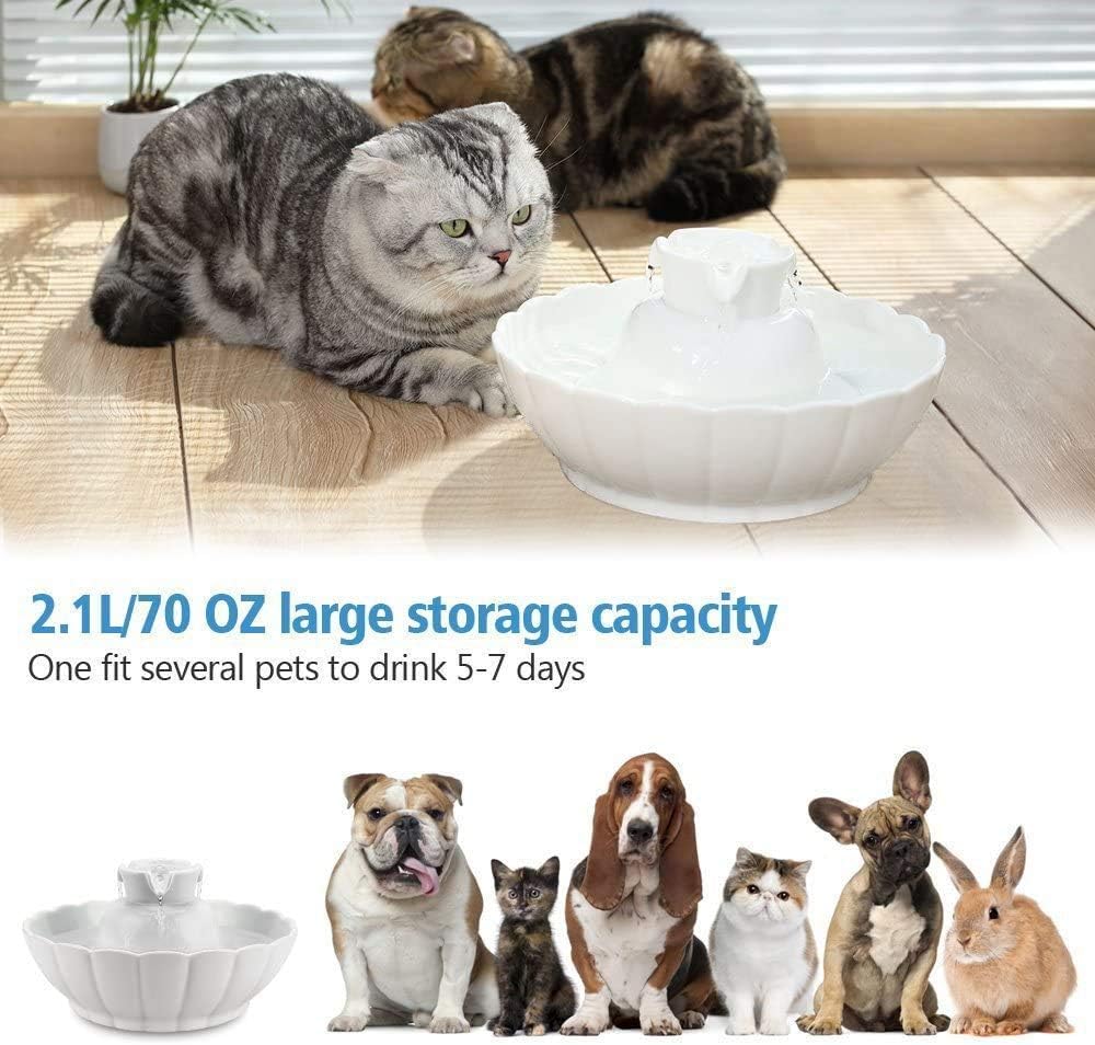 Fontaine à Eau Chat Céramique 2,1L