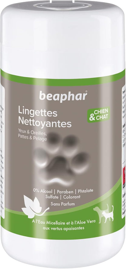 Lingettes pour Chat Yeux, Oreilles, Pattes et Pelage 100 lingettes