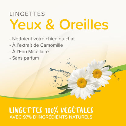 Lingettes pour Chat Oreilles & Yeux 100% végétales
