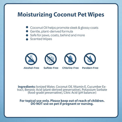 Lingettes pour Chat Hydratant Noix de coco