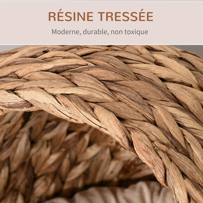 Panier Chat Coussin 42L x 33l x 52H cm Coussin Moelleux Beige Inclus