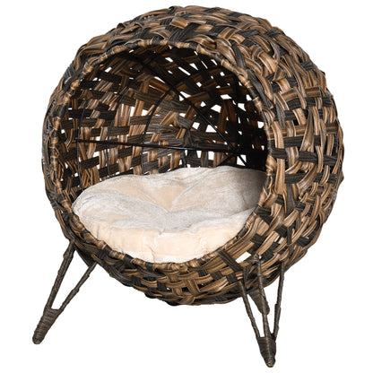 Panier Chat Coussin Ø 52 x 58H cm Coussin Moelleux Beige Inclus