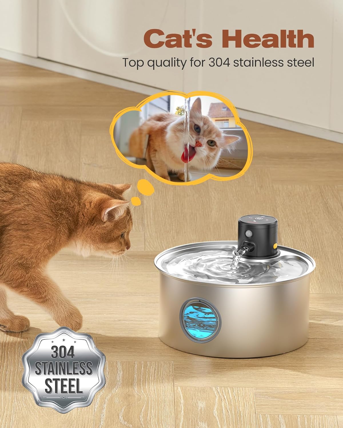Fontaine à Eau Chat INOX 3.2L