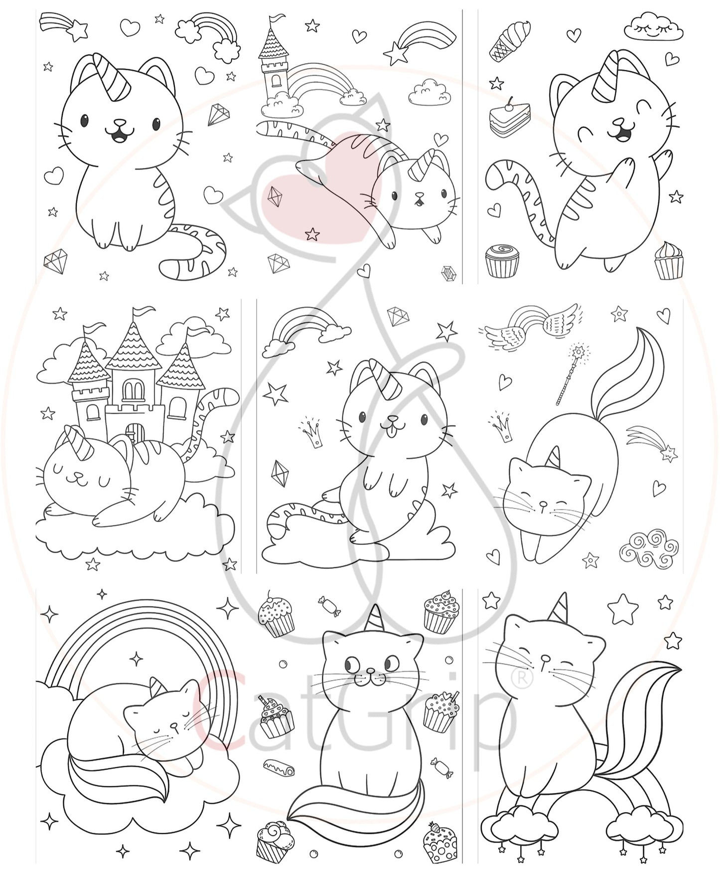 Licorne Chat Kawaii Licorne Dessin 50pages-🐈 Catgrip🐾🥰