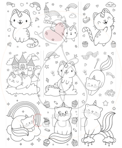 Licorne Chat Kawaii Licorne Dessin 50pages-🐈 Catgrip🐾🥰