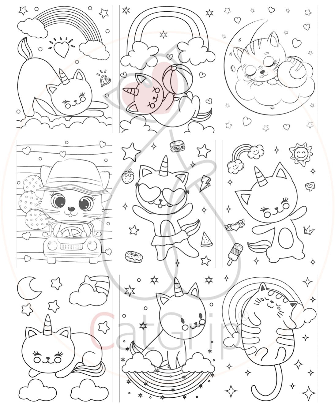 Licorne Chat Kawaii Licorne Dessin 50pages-🐈 Catgrip🐾🥰