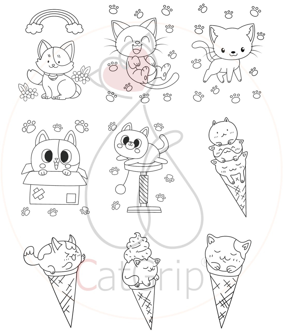 Licorne Chat Kawaii Licorne Dessin 50pages-🐈 Catgrip🐾🥰