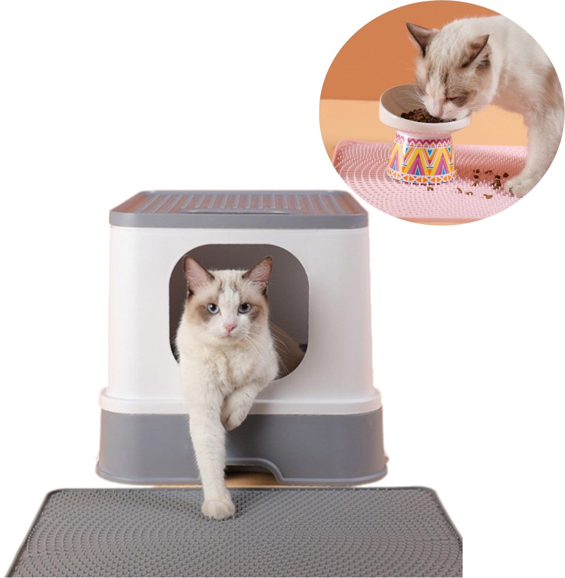 Tapis Litière Chat et Mangeoire 2en1-🐈 Catgrip🐾🥰